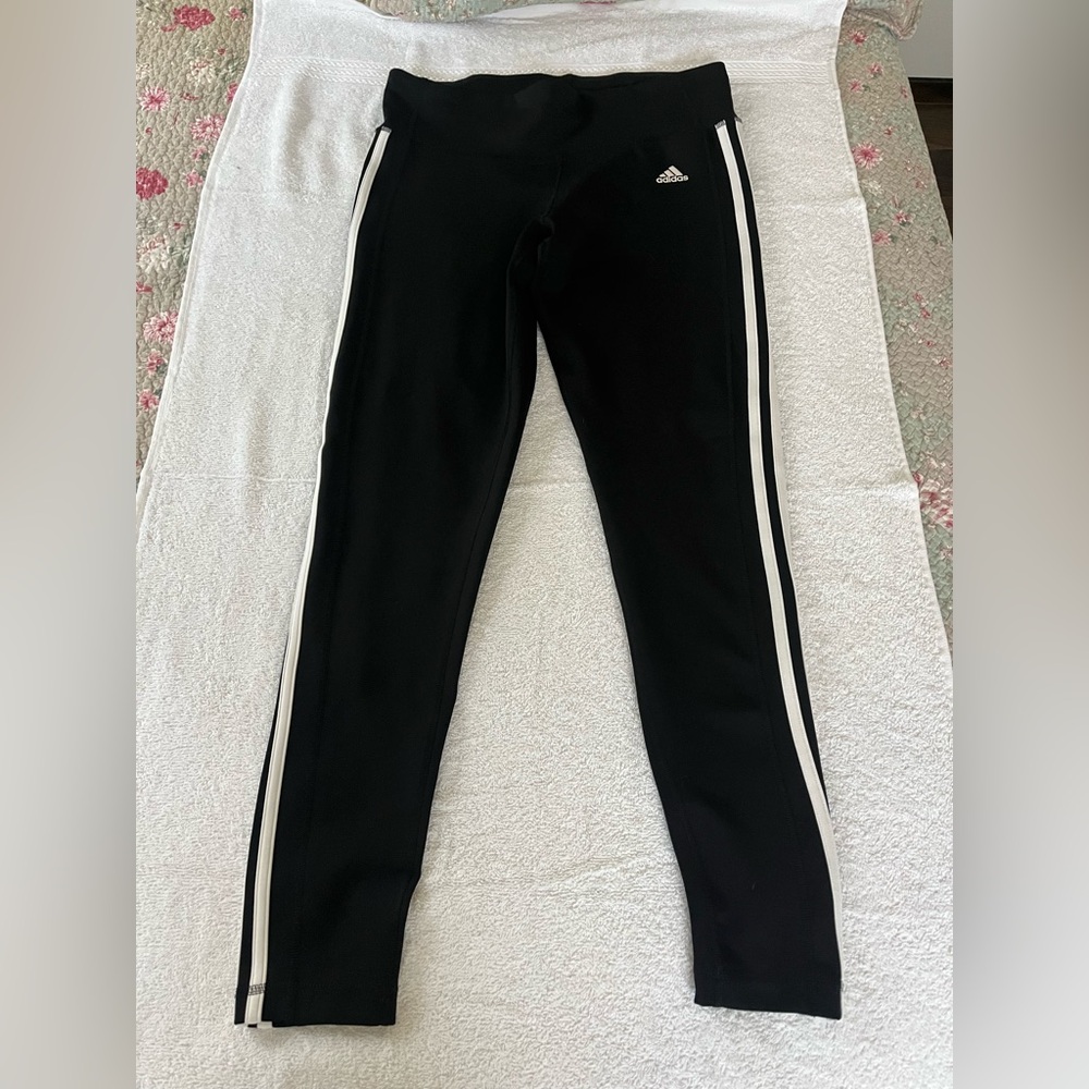 Adidas Women's Black Joggers with White Stripes